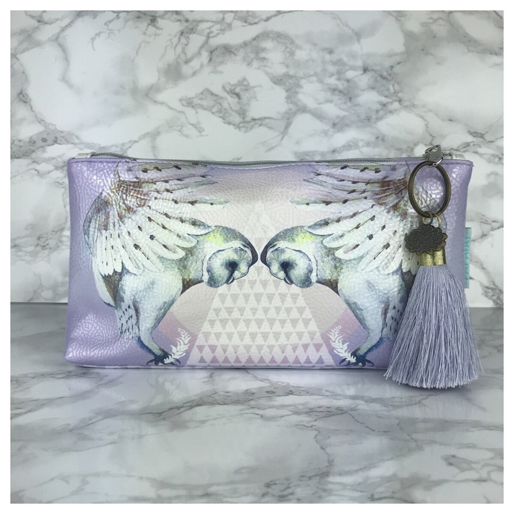 PAPAYA! Art NWOT pouch clutch bag w/ tassel charm